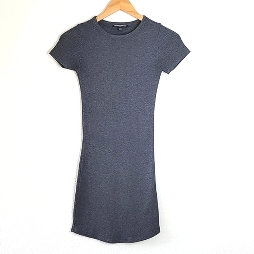 BRANDY MELVILLE Gray Short Sleeve Bodycon Mini Dress size OS Casual Summer